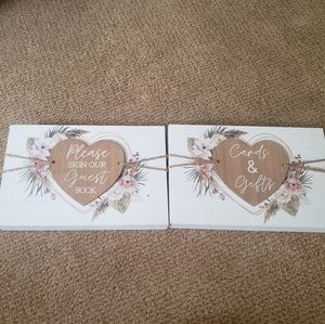 Guest book and cards wooden signs